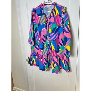 Michelle McDowell Drop Waist Bright Jewel Tone Colorful Mini Dress Women's 1X